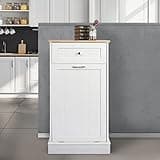 Betterhood Tilt Out Trash Cabinet 10 Gallon Wooden Free Standing Laundry Sorter Cabinet,Recycling Cabinet with Hideaway Drawer,Tilt Out Trash Cabinet Can Bin Kitchen
