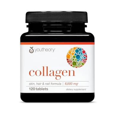Youtheory Advanced Collagen with Vitamin C - 6,000 mg Hydrolyzed Collagen Peptides & Amino Acids - Hair, Nails, Joints & Bones Support - 120 Tablets (20-Day Supply)*