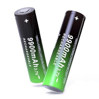 ABCTOY 18650 Rechargeable Battery, 3.7 Volt Rechargeable Battery, 9900mAh 18650 Batteries Flat Top, Lithium Ion Batteries for LED Flashlight/Headlamps/Doorbells/RC Cars/Electronic Devices(2 Pack)