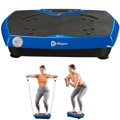 Lifepro Vibration Plate Exercise Machine for Lymphatic Drainage — Whole Body Vibration Platform with Resistance Bands for Home Workout — Low-Impact Vibrating Plate for Body Toning