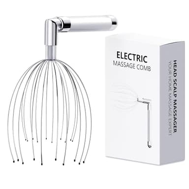 Head Massager Scalp, Vibrating Electric Scalp Massagers, Battery Powered Head Scratchers Massager Whisk Hair Massage Relax Tool with 20 Metal Fingers for Stress Relief, ldeal Gift for Women & Men