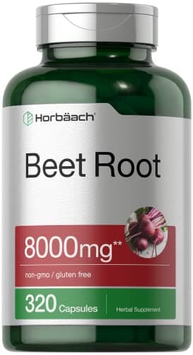 Horbäach Beet Root Powder Capsules | 320 Pills | Non-GMO, Gluten Free Formula | High Potency Herbal Extract Supplement
