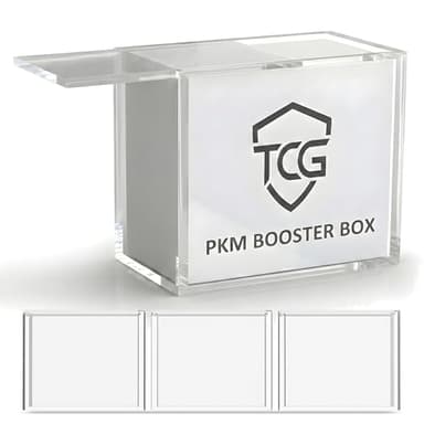 Acrylic Booster Box Case 3 Pack - Magnetic Sliding Lid - 8mm + 5mm Booster Box Protector Display Case Includes Microfiber Cloth
