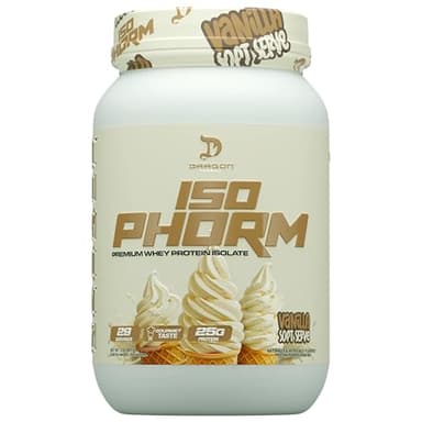 DRAGON PHARMA Isophorm, Hydrolized Whey Protein Isolate, Fast Absorption Premium Whey Protein, Maximize Recovery, Great Tasting, 25g Per Serving (2 lb, Vanilla Soft Serve)