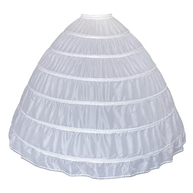 LJXploreMax Women Crinoline A line Petticoat 6 Hoop Tulle Skirt Slip Under dress for Wedding Dress Ball Gown