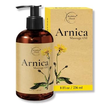 Brookethorne Naturals Arnica Massage Oil for Massage Therapy — Ideal for Athletic & Post Workout | Arnica Montana, Sweet Almond, Jojoba & Essential Oils | Botanical Formula for Active Lifestyles — 8oz