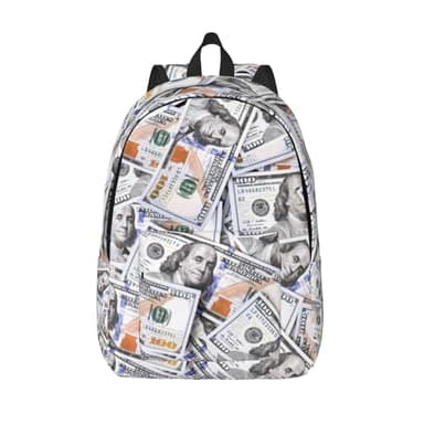Fun Money Dollar Novelty Backpack for Girls Boys Women Lightweight Canvas Bookbag Casual Daypack for Travel Outdoor Camping, 15 Inch