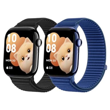 sylacor Sport Loop Bands Compatible with Kids Apple Watch Band, Soft Breathable Nylon Strap for Girls Boys Small Wrists for iWatch Series 10 9 8 7 6 5 4 3 SE SE2 (Black+Blue, 38/40/41/42mm(Series 10))