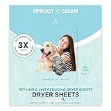 Uproot Clean Dryer Sheets Pet Hair Reducing - Pet Hair Remover for Laundry - Breaks Static Bonds and Prevents Dog and Cat Fur from Sticking to Clothes - Softens, Freshens, & Reduces Wrinkles - 50ct