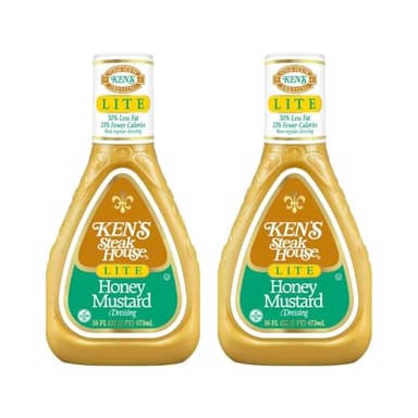 Vending 2 U Ken's Steak House Lite Honey Mustard Dressing, 16 Fl Oz, 2 Pack, Bundled With V2U Utensil Set