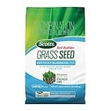 Scotts Turf Builder Grass Seed Kentucky Bluegrass Mix with Fertilizer and Soil Improver, Grows Dense, Green Turf, 2.4lbs.
