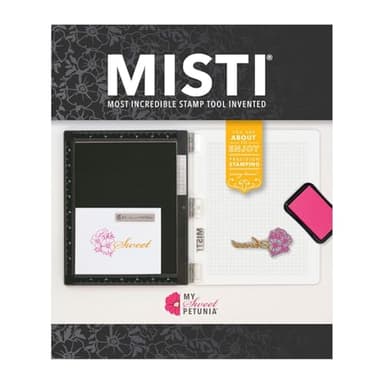 My Sweet Petunia Misti Stamp Positioning Tool – Black – Precision Stamping Platform for Cardmaking & Scrapbooking – Includes Magnet, Foam Pad & Grid Paper