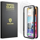 ImpactStrong Shatterproof Tempered Glass Screen Protector for iPhone 11 / iPhone XR [Easy Installation Frame] [Bubble Free] [9H Hardness] [Full Coverage] Case Friendly, 6.1 Inch - (3-Pack)