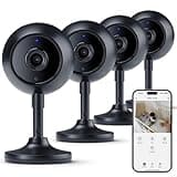 Merkury Smart 1080p HD Security Camera - WiFi Security Camera for Indoor Surveillance with Motion Detection, Two-Way Audio, Cloud Storage, Compatible with Alexa and Google Assistant, 4-Pack