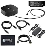 HP Docking Station for Laptop Dual Monitor Bundle 5TW10AA / 5TW10UT / 5TW10AA#ABB - 1 Year Warranty, HP USB-C G5 Dock w/ 120W Adapter + HDMI Cable + DisplayPort Cable + USB-C Cable + Cloth (Renewed)