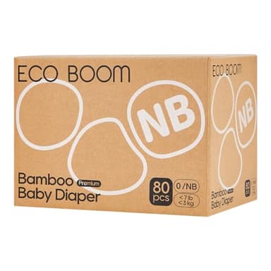 ECO BOOM Preemie Diapers, Viscose from Bamboo Diapers, Natural Soft Disposable Nappies for Infant, Size 0 Suitable for up to 7 lbs (Newborn - 80 Count)