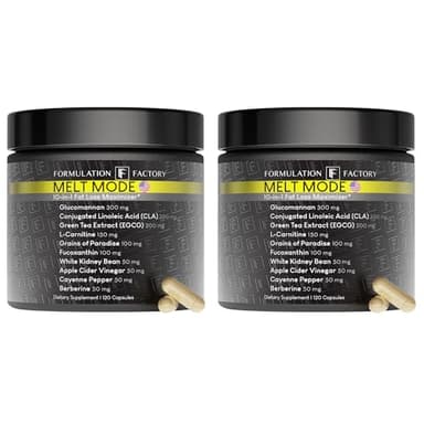 Formulation Factory Melt Mode 10-in-1 Weight Support, Metabolism Booster & Appetite Control with Green Tea, L-Carnitine, CLA, Glucomannan & More (4 Month Supply, 240 Capsules)