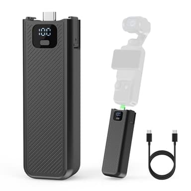YONHUIZI Battery Handle with Digital Display Compatible with DJI Osmo Pocket 4 and Pocket 3, Battery Grip for Xtra Muse 5000mAh 22.5W Fast Charging Power Supply Accessories, Reserved 1/4" Thread