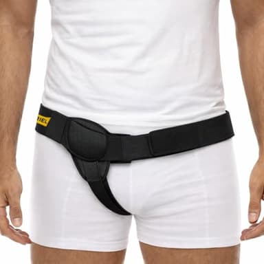 URIEL Right Side Hernia Belts for Men - Inguinal Hernia Belt for Men, Pre and Post Surgery Truss, Size Medium, Black (35.3-39.5 Inches)