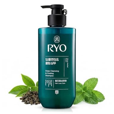 RYO Deep Cleansing Shampoo with Korean Ginseng & Caffeine - Cooling and Refreshing for Oily Scalp, Hair Loss Care, Anti-Dandruff, Sebum Control, 16 Fl Oz.