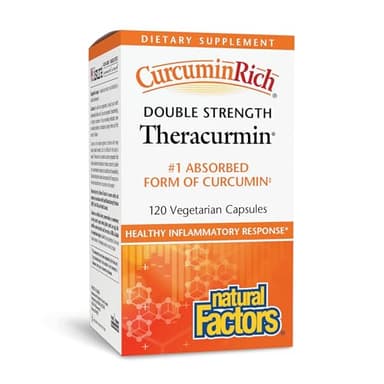 Natural Factors CurcuminRich Double Strength Theracurmin - Antioxidant Support Supplement with Curcumin - Dietary Supplement Aids Muscle & Joint Health - 120 Vegetarian Capsules (120 Servings)