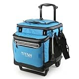 Titan by Arctic Zone Deep Freeze Wheeled Cooler - 60 Can Rolling Cooler with Deep Freeze Insulation and Detachable All-Terrain Cart with Wheels - Process Blue
