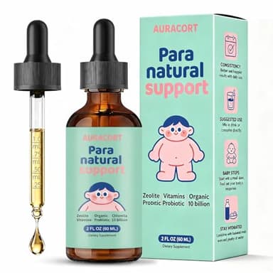 AURACORT Parasite Cleanse for Humans & Kids, Liquid Drops with Wormwood, Black Walnut, Clove, Zeolite, Organic Chlorella, Oregano & Probiotics Alcohol-Free, 2 Fl Oz (30 Servings)