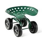 Giantex Garden Cart, Rolling Workseat with 4 Wheels, Garden Stool 360° Swivel Work Seat & Adjustable Height, Heavy Duty Wagon Scooter for Gardening for Patio Garden, Lawn, Yard (Green)