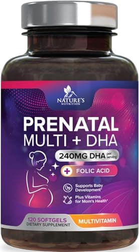 Prenatal Vitamins for Women with Folic Acid + Omega 3 DHA for Fetal Brain Development, Best Prenatal Vitamin Supplement, Daily Pregnancy Multivitamin Nutritional Support, Non-GMO - 120 Softgels