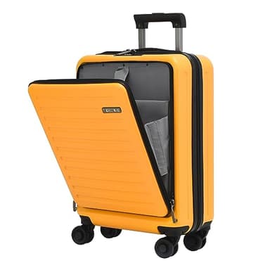 TydeCkare 20 Inch Carry On Luggage with Front Pocket, 21.65 * 15.35 * 7.87" Suitable for Airplane Overhead Bin, 34L Lightweight PC+ABS Hardshell with YKK Zipper, TSA Lock Approved, Orange