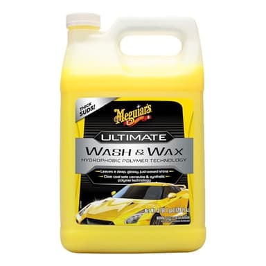 Meguiar's Ultimate Wash and Wax, Car Wash and Wax Cleans and Shines in One Step, Wash, Shine, and Protect with an Enhanced pH Neutral Car Paint Cleaner, 1 Gallon
