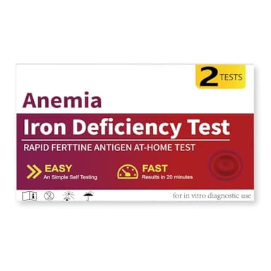 Iron Deficiency Home Test kit Rapid Self-Test Iron Level Anemia Ferritine for Men, Women, Adults, and Children [2 Tests]