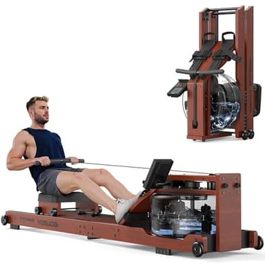 YOSUDA Water Rowing Machines for Home Use- Foldable Rower Machine 400LBS Weight Capacity with Dedicated Monitor & Bluetooth APP, Comfortable Seat