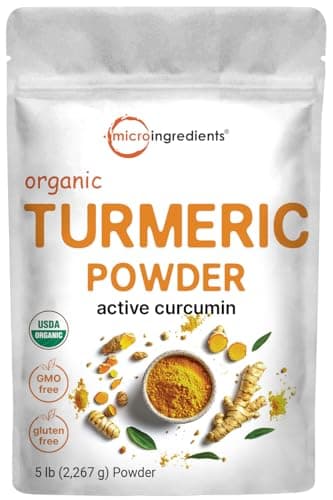 Organic Turmeric Powder, 5 Pounds | Rich in Active Curcumin | Pure Turmeric Supplement | Antioxidant Support for Joint & Immune Health | Non-GMO, Vegan Friendly, India Origin