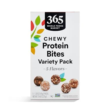 365 by Whole Foods Market, Chewy Protein Bites Variety Pack, 1.58 Ounce (Pack of 5)