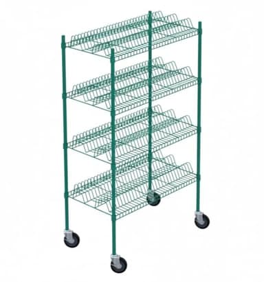 Glownary Mobile Epoxy-Coated Wire Drying Rack, Green, 24x36 Inches, 4-Shelf Kit with 64-Inch Posts, Casters, NSF Listed, for Commercial Kitchen Storage