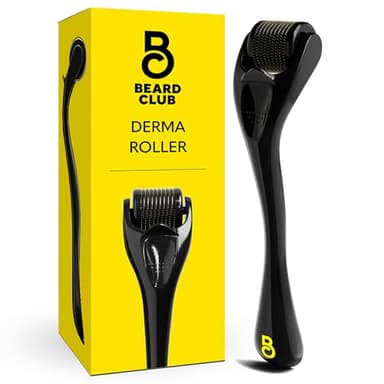 The Beard Club Derma Roller for Face, Body and Scalp - Microneedling for Men and Women with 540 Titanium Microneedles - Beard Roller & Micro Needling Scalp Hair - Black