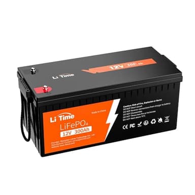 Litime 12V 300Ah LiFePO4 Battery, 12 Volt RV Lithium Battery with 200A BMS, Max. 15000 Deep Cycles, 3840Wh Energy for Travel Trailers, Solar, Off-Grid, Home Backup
