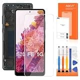 OLED for Samsung Galaxy S20 FE 5G LCD Screen Replacement for Samsung S20 FE 5G LCD Display SM-G781U SM-G781V LCD Digitizer Screen Touch Assembly with Frame+Installation Video(Fingerprint Support)