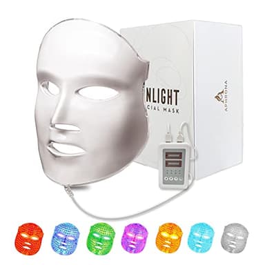 Aphrona FDA cleared LED Facial Skin Care Mask MOONLIGHT PRO 7 Color Treatment Photon Mask (White)