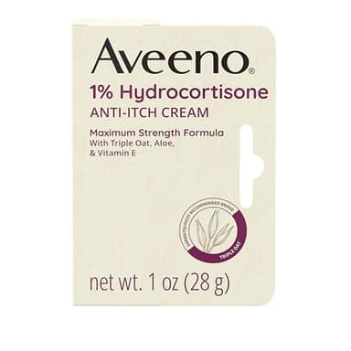Aveeno Maximum Strength 1% Hydrocortisone Anti-Itch Cream, Triple Oat, Aloe & Vitamin E For Itch Relief From Eczema, Psoriasis, Insect Bites, Poison Ivy, Oak & Sumac & Detergents, 1 oz, 2 Pack