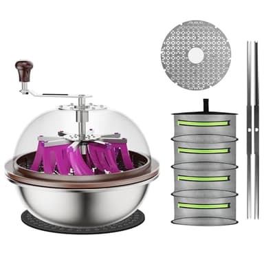 ATOUR 13 inch Bud Leaf Bowl Trimmer Upgraded Version with Clear Visibility Dome and Cut-Resistant Gloves, Sharp Stainless Steel Blades for Spin Cut, Hand Pruner and 4 Layer 1.5 Ft Dry Net