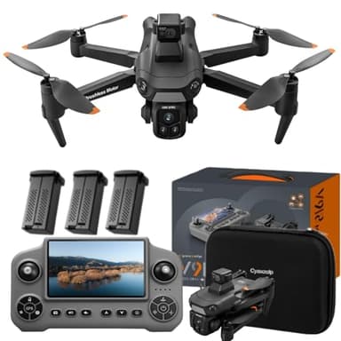 Cyaxzolp Drone with 8K Camera Drones for Adults,4.5-inch LCD High-definition Large Display Screen Remote Control Quadcopter,3 Batteries, 5G HD Brushless GPS Drone Auto Return, Obstacle Avoidance (Black)