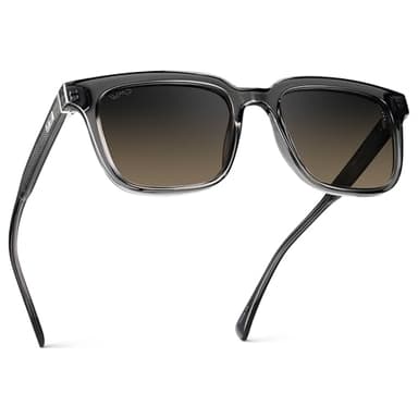 WearMe Pro WMP Eyewear - Men's Polarized Sunglasses: Bold Modern Square Design, Acetate Frame, UV Protection (Smoke Grey/Grey Brown Gradient Lens)