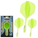 Winmau Fusion Fluoro Yellow Intermediate Intergrated Dart Flight and Shaft System - 1 Set per Pack (3 Flights and shafts in Total)