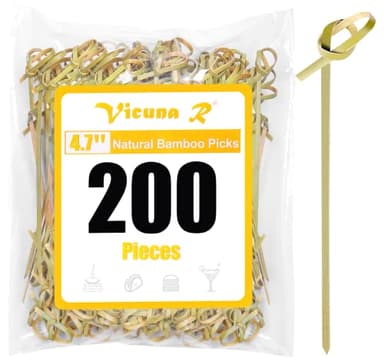 200PCS Cocktail Picks, Bamboo Knot Skewers, Fancy Toothpicks for Appetizers