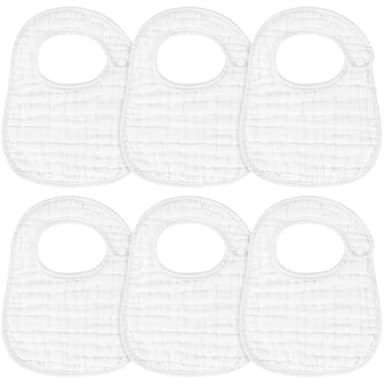 Accmor Muslin Baby Bibs, 6 Pack Soft Cotton Baby Bandana Drool Bibs for Boys Girls Teething and Drooling, White