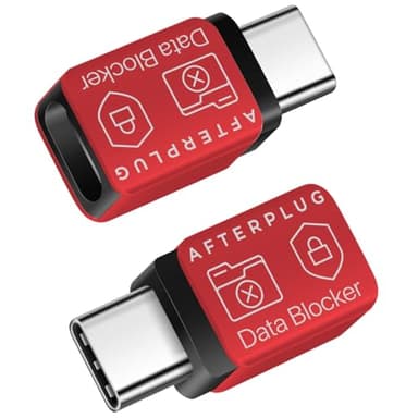 Afterplug USB-C to USB-C Data Blocker, Anti Juice Jacking, for Charge-Only, Supports up to 240W PD Charging (2-Pack), Red