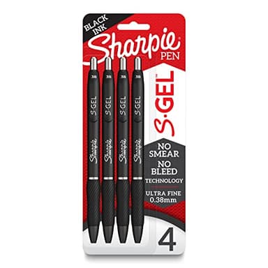 Sharpie S-Gel Gel Pens Ultra Fine Point (0.38mm) Black 4 Count