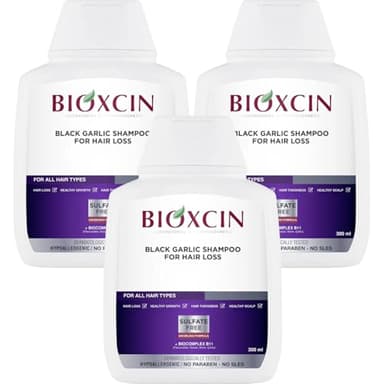 Bioxcin Black Garlic Hair Shampoo - Anti-Hair Loss & Thinning, 300 ML (Set of 3)